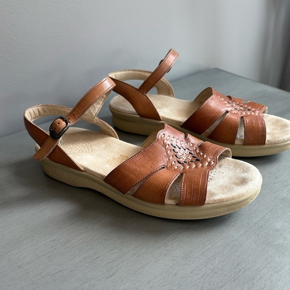 SAS Women Tan Huarache Leather Quarter Strap Sandals Shoe 8.5M Tripad Comfort - Picture 2 of 13